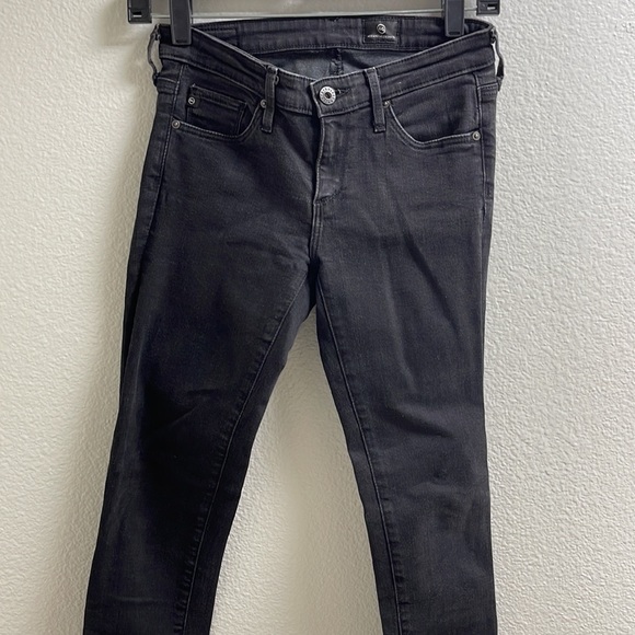 S) AG Adriano Goldschmied Super Stretch Split side Slim Ankle Skinny Jeans Black - Picture 2 of 12